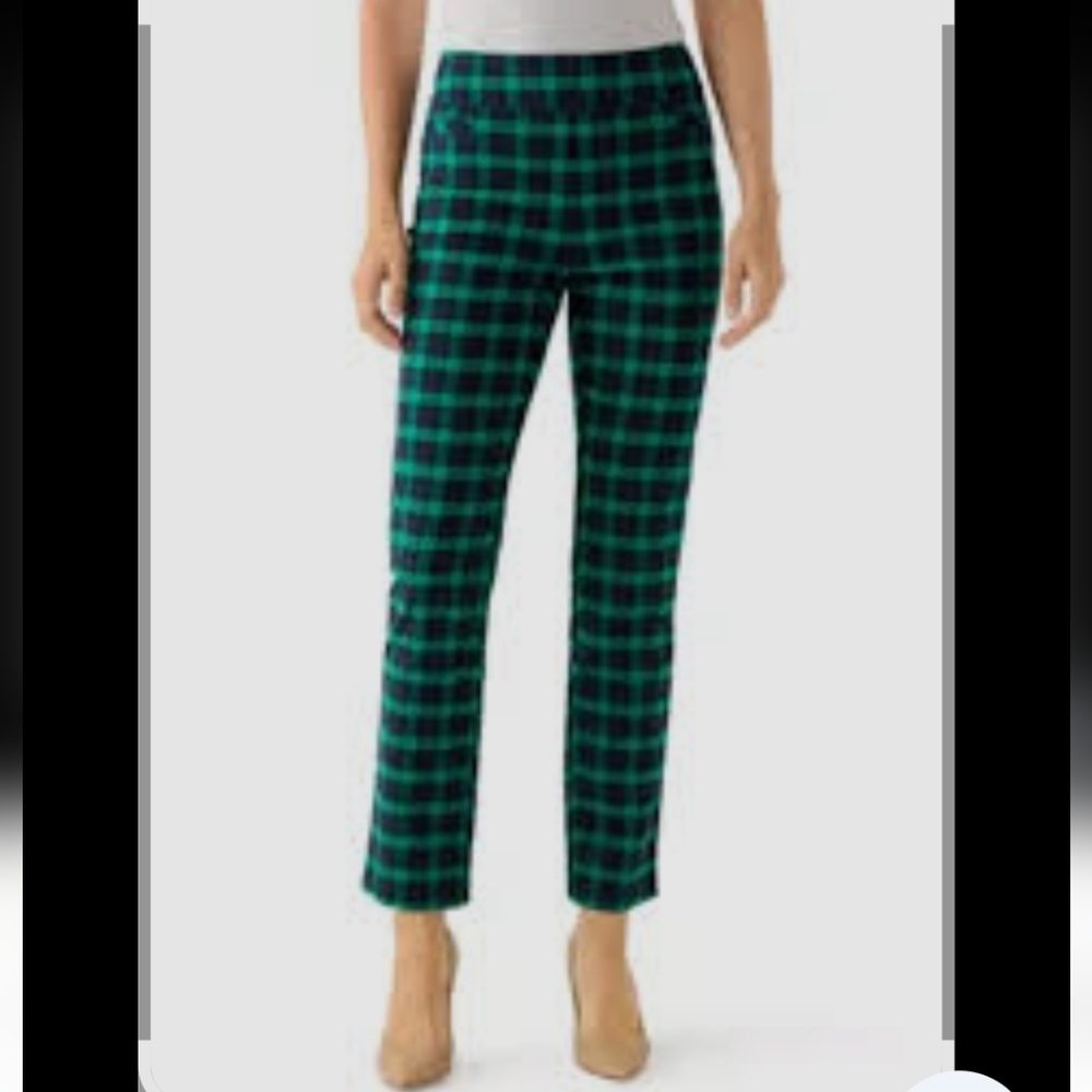 Kim Rogers Skinny pants In Navy and Green Plaid